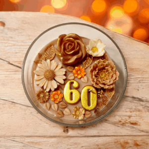 Świeca sojowa urodzinowa - beżowe kwiaty